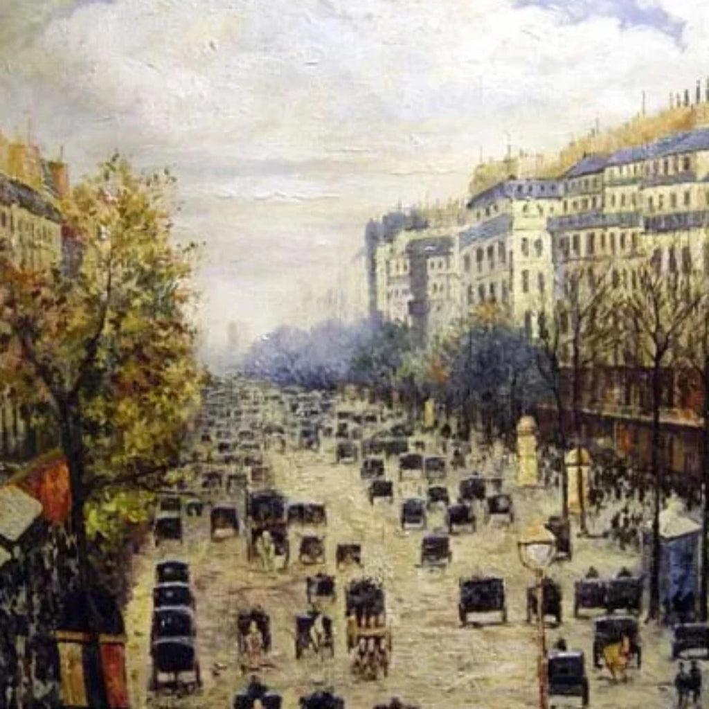 La Pastiche Boulevard Montmartre, Mardi Gras by Camille Pissarro Framed Hand popular Pai